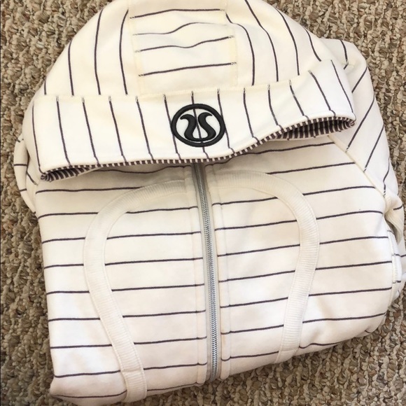 lululemon athletica Tops - lululemon grey and white striped scuba hoodie